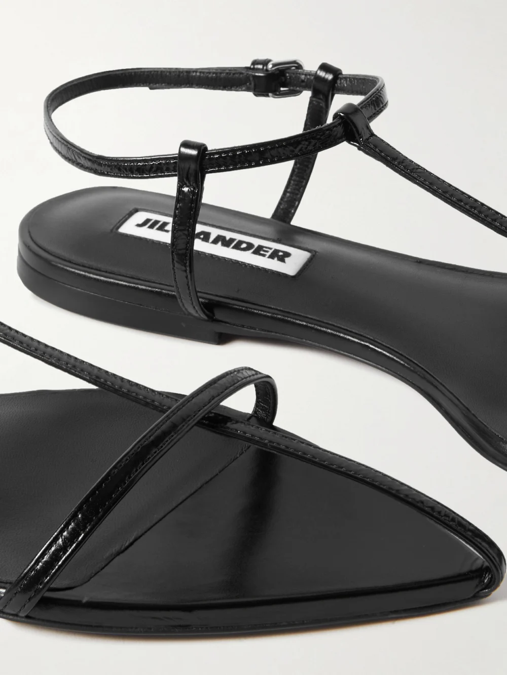 Close-up detail of the Jil Sander Leather Point-toe Sandals