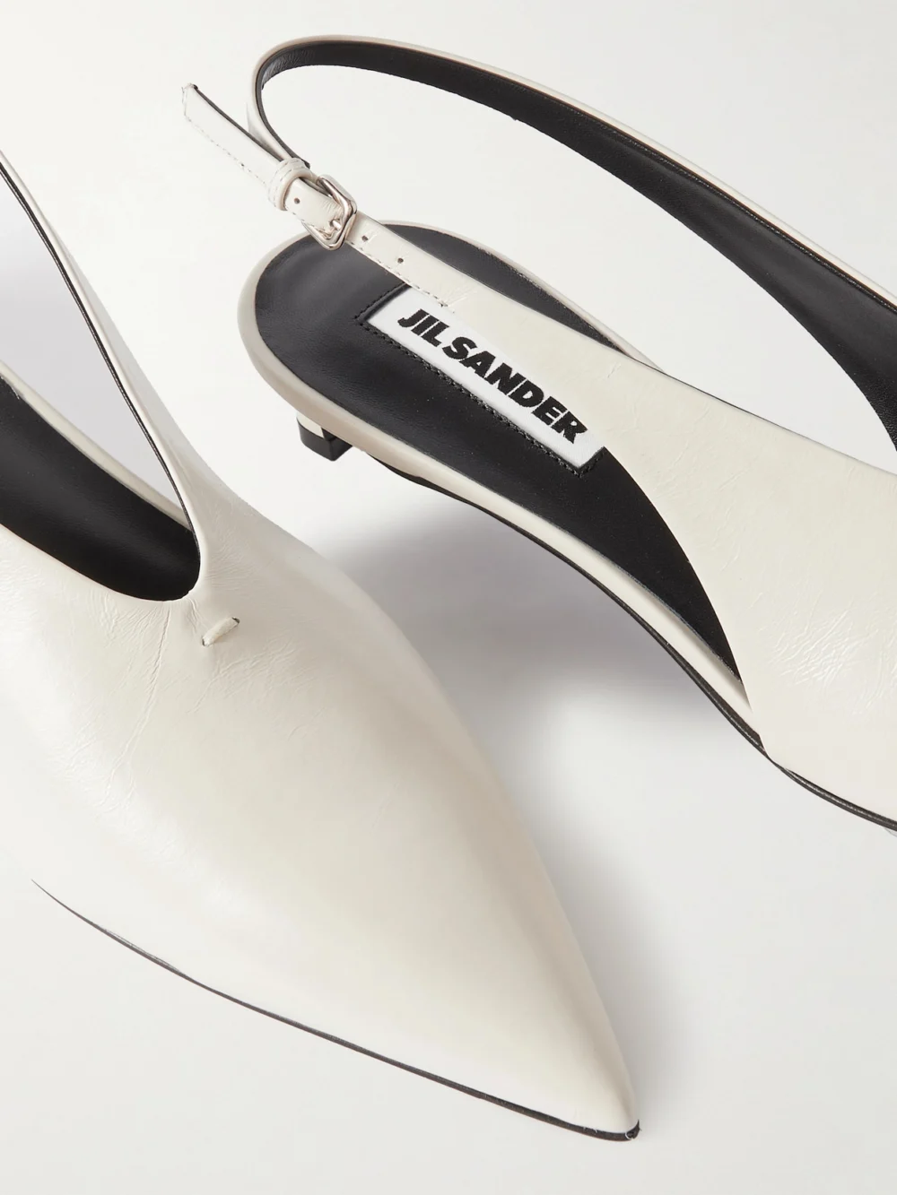 Close-up detail of the Jil Sander Leather Slingback Pumps