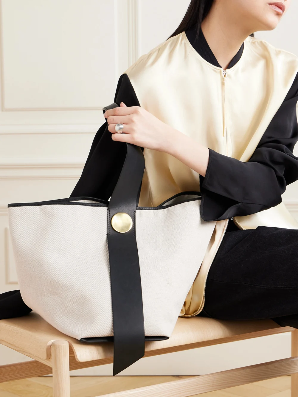 Jil Sander Leather-trimmed Canvas Tote, styled view
