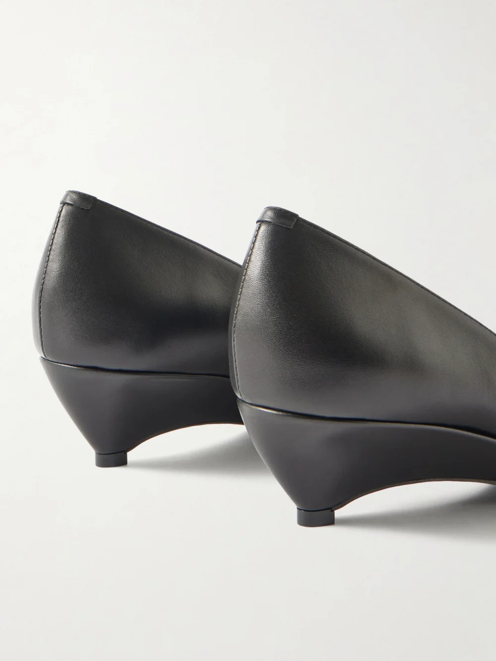 Close-up detail of the Jil Sander Leather Wedge Sandals