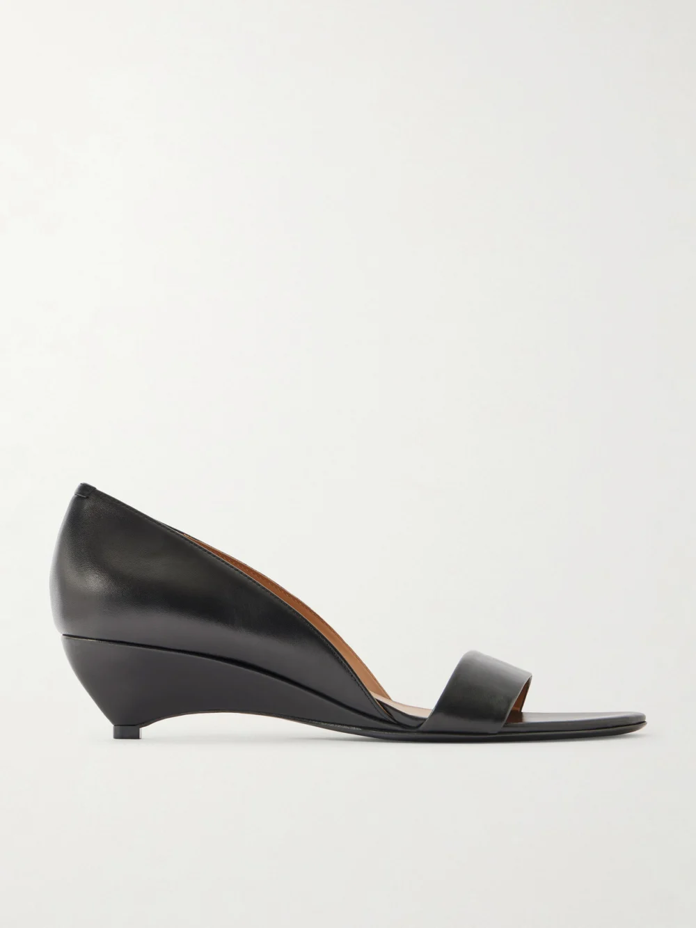 Jil Sander Leather Wedge Sandals in black