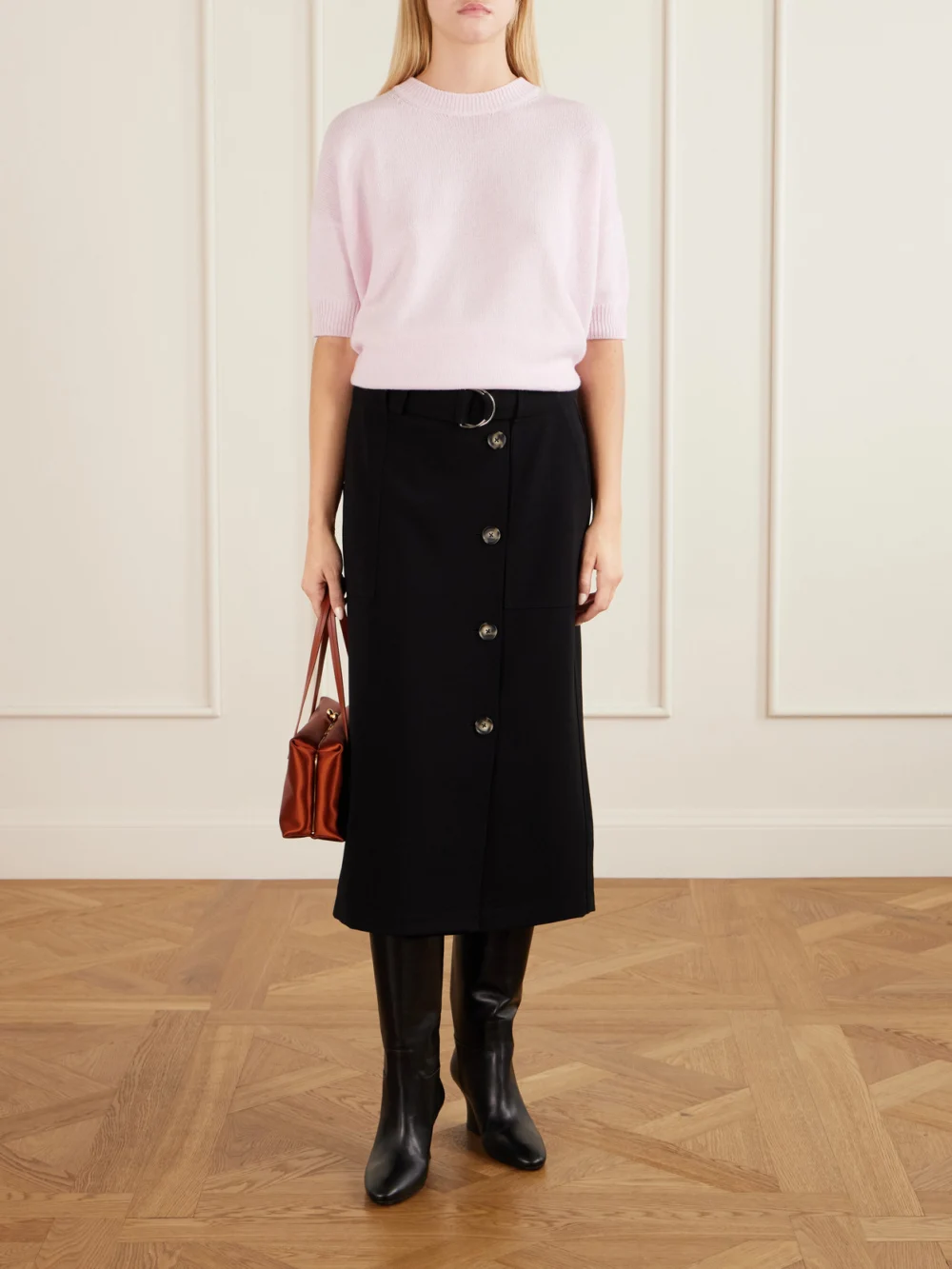 Jil Sander Lune Leather Knee Boots, styled view