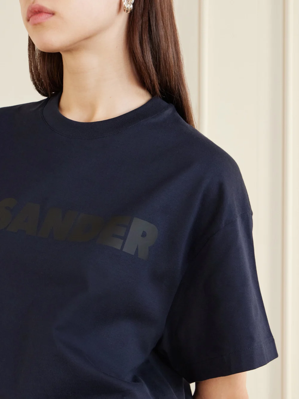 Close-up detail of the Jil Sander Printed Cotton-jersey T-shirt