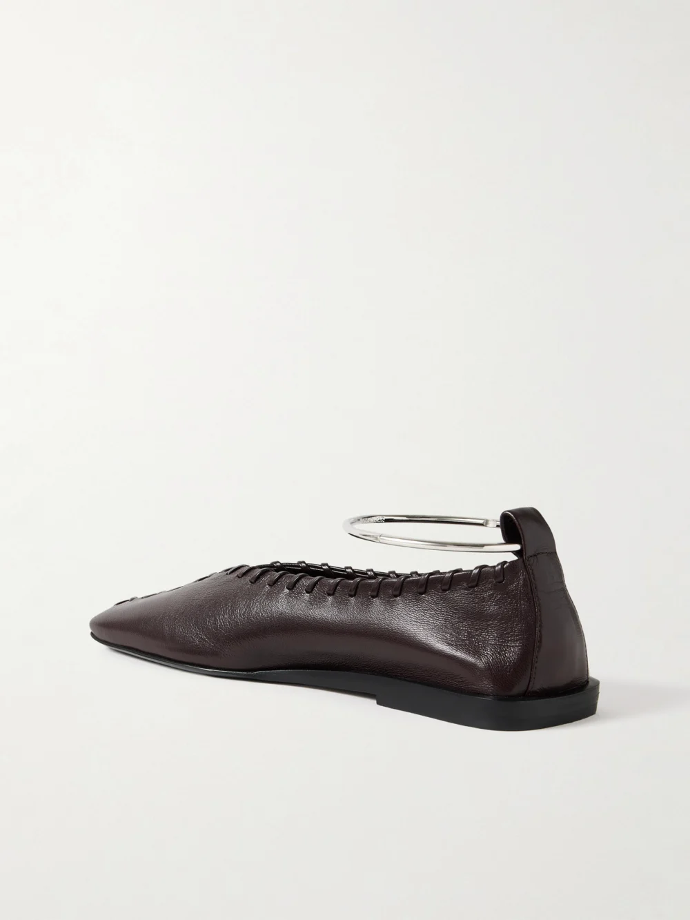 Back view of the Jil Sander Ring Whipstitch-trimmed Leather Ballet Flats