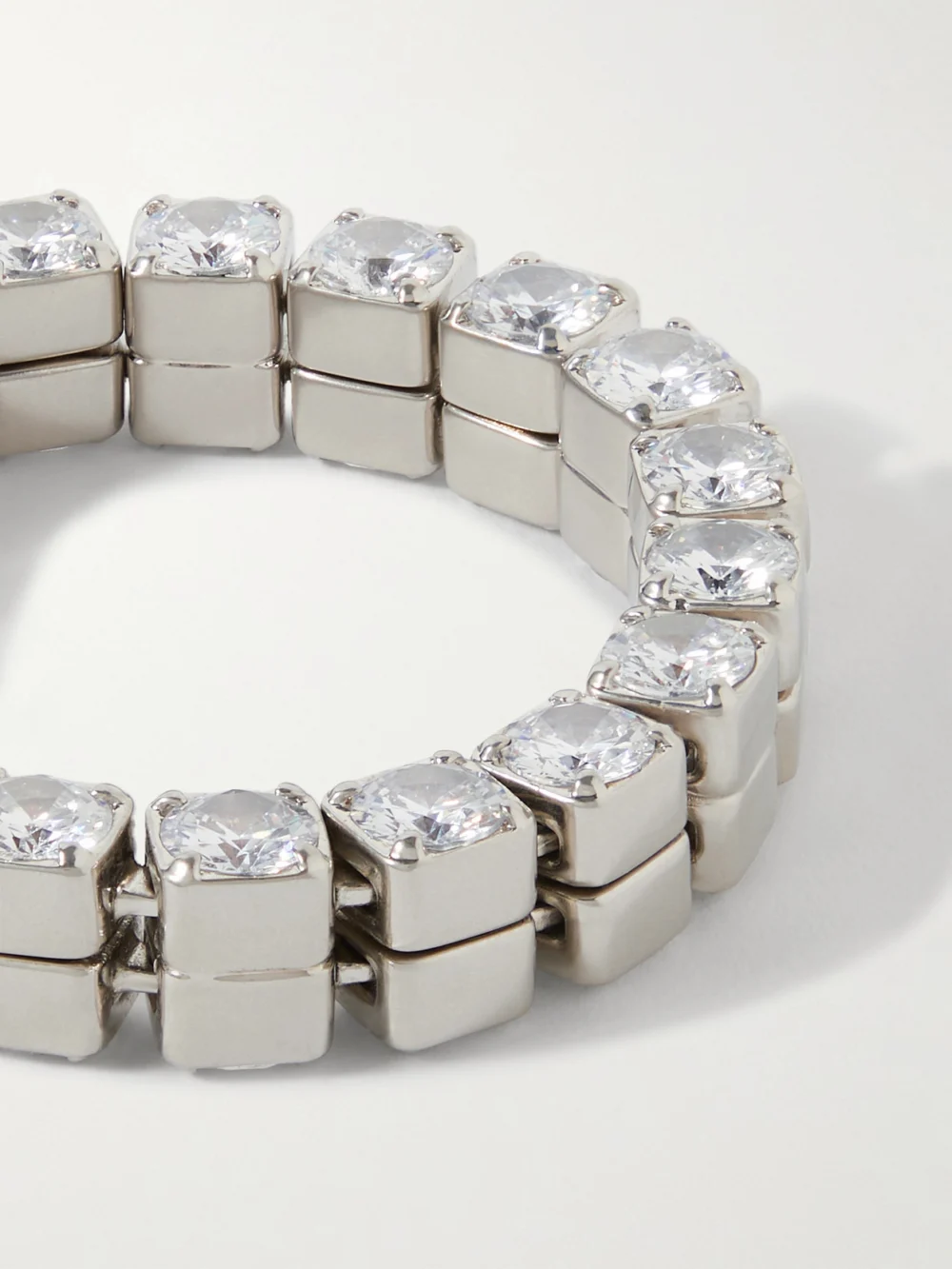Close-up detail of the Jil Sander Silver-tone Crystal Bracelet