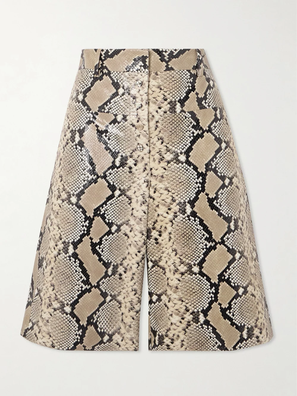 Jil Sander Snake-effect Leather Shorts in brown