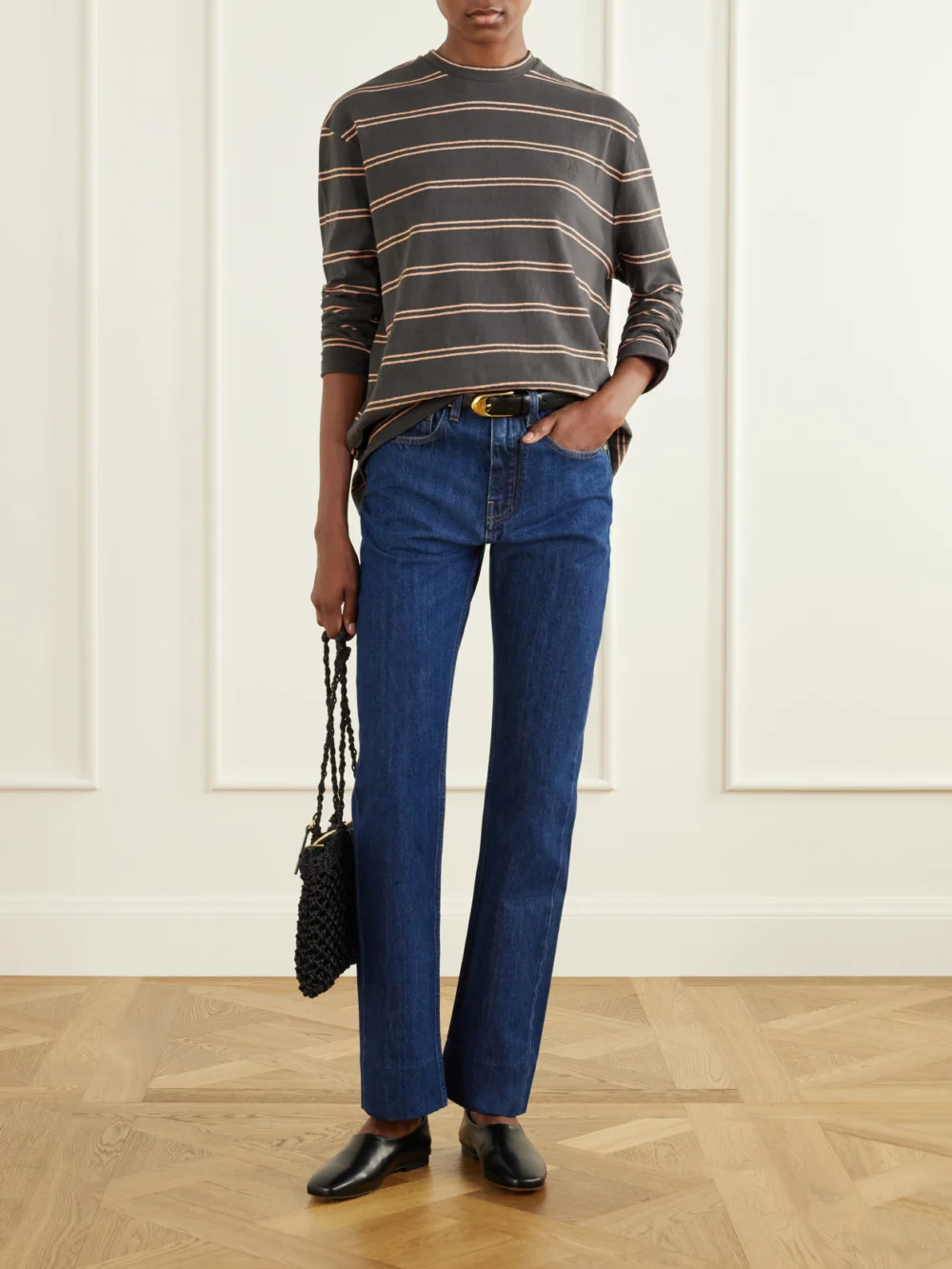 Jil Sander Striped Cotton T-shirt, worn by a model