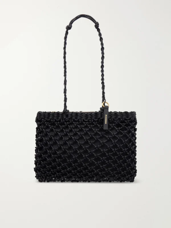 Jil Sander Tangle Net Satin and Cotton Cord Shoulder Bag