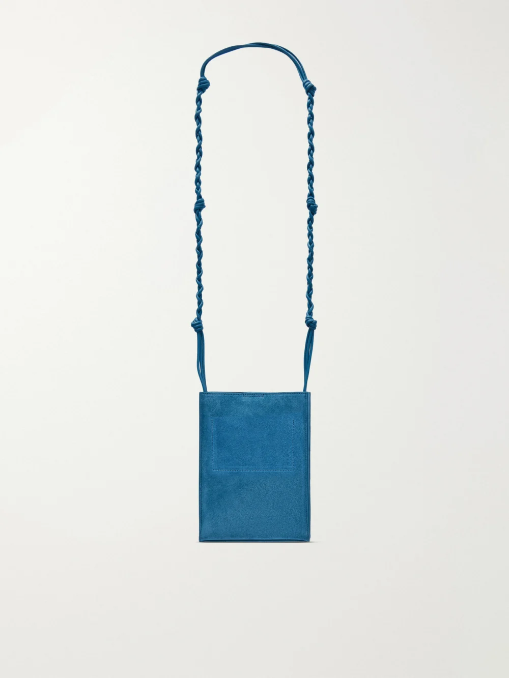 Back view of the Jil Sander Tangle Small Leather-trimmed Suede Shoulder Bag