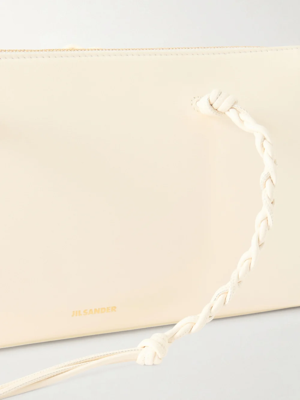 Close-up detail of the Jil Sander Tangle Tent Leather Shoulder Bag