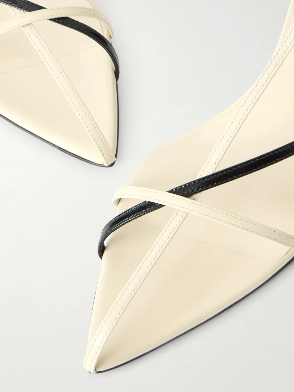 Close-up detail of the Jil Sander Two-tone Leather Slingback Sandals