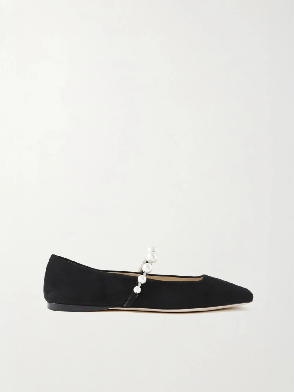Jimmy Choo Ade Embellished Suede Ballet Flats in black