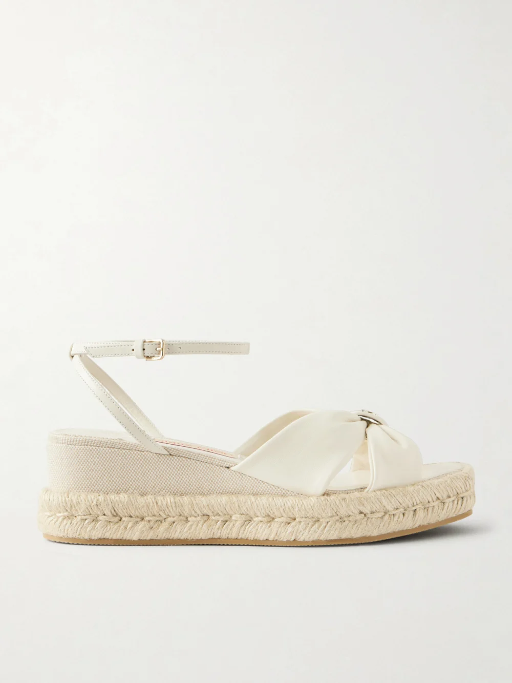 Jimmy Choo Aella 60 Leather Wedge Sandals in cream