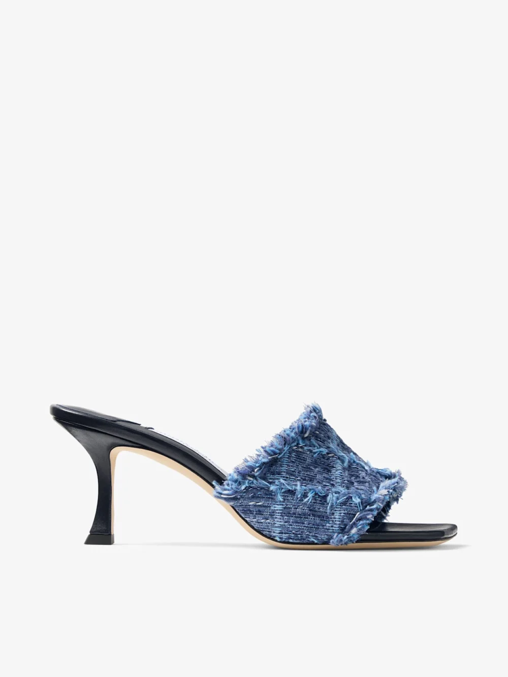 Jimmy Choo Alexia 70 Crosshatch Denim Sandals in blue