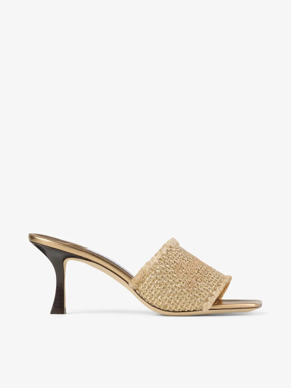 Jimmy Choo Alexia 70 Gold Woven Lurex Sandals in gold
