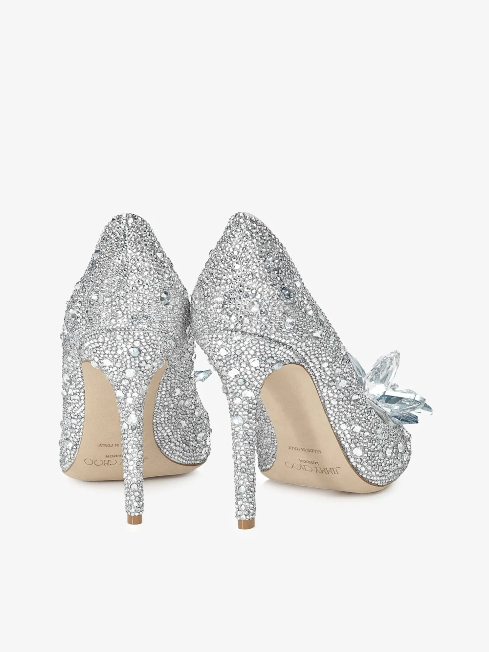Back view of the Jimmy Choo Alia Crystal Covered Pointy Toe Pumps