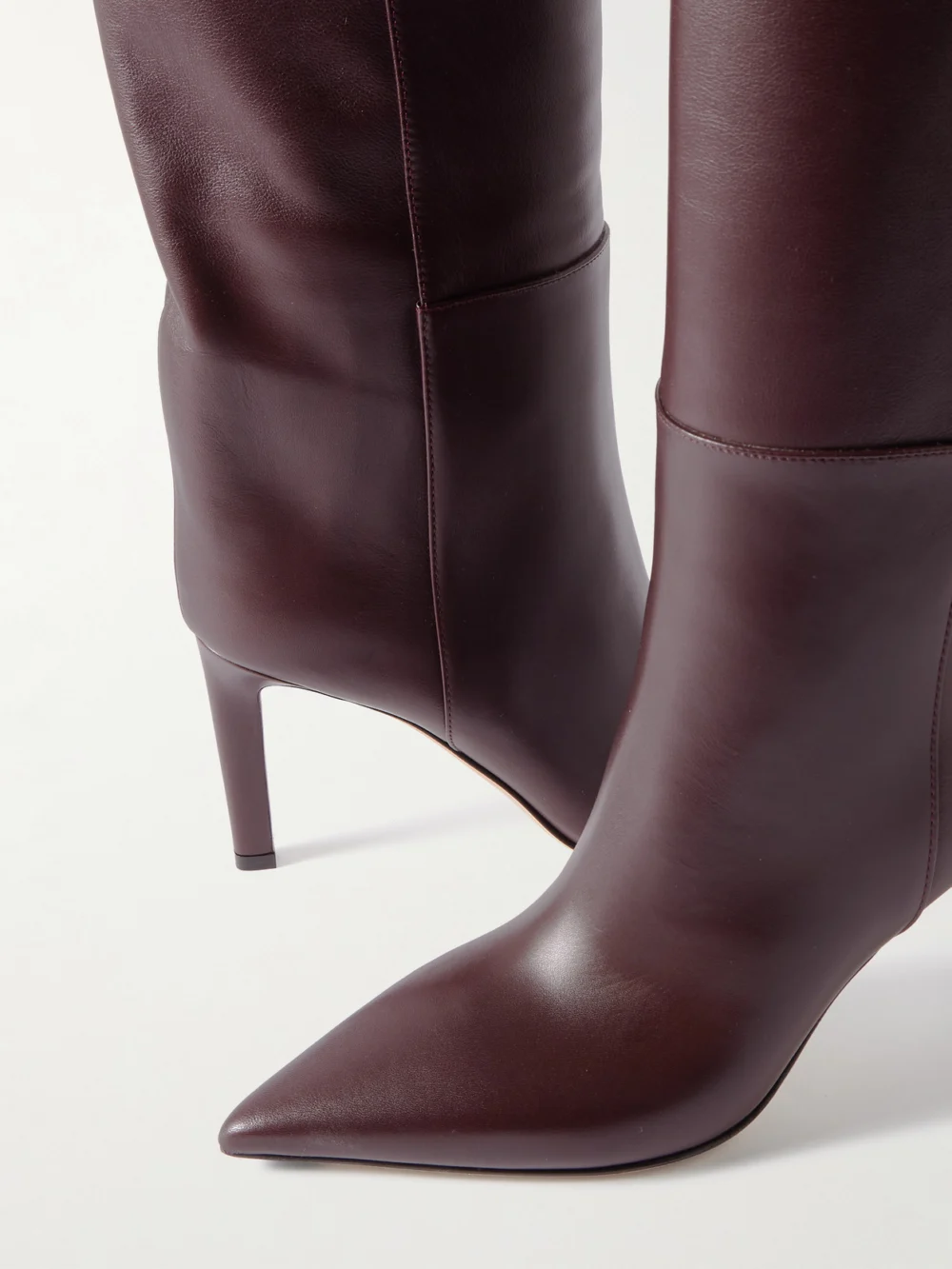 Close-up detail of the Jimmy Choo Alizze 85 Leather Knee Boots