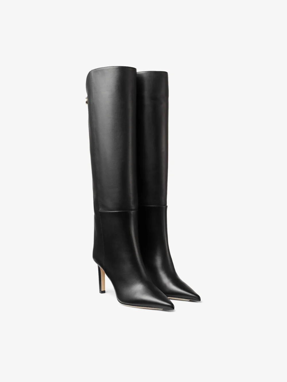 Back view of the Jimmy Choo Alizze Knee Boot 85 Black Smooth Leather Knee High Boots