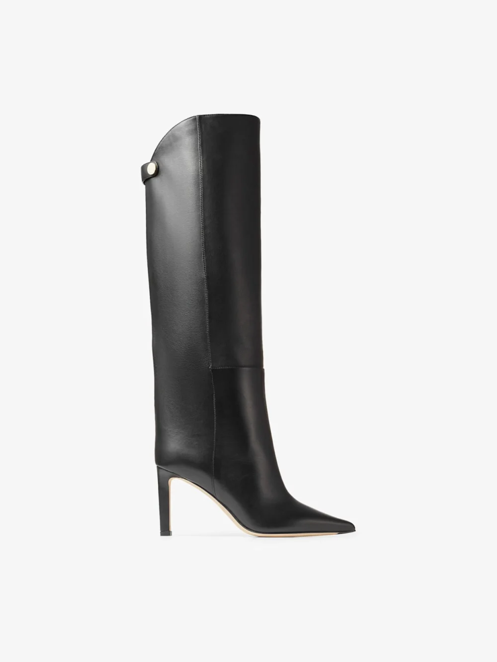 Jimmy Choo Alizze Knee Boot 85 Black Smooth Leather Knee High Boots in black