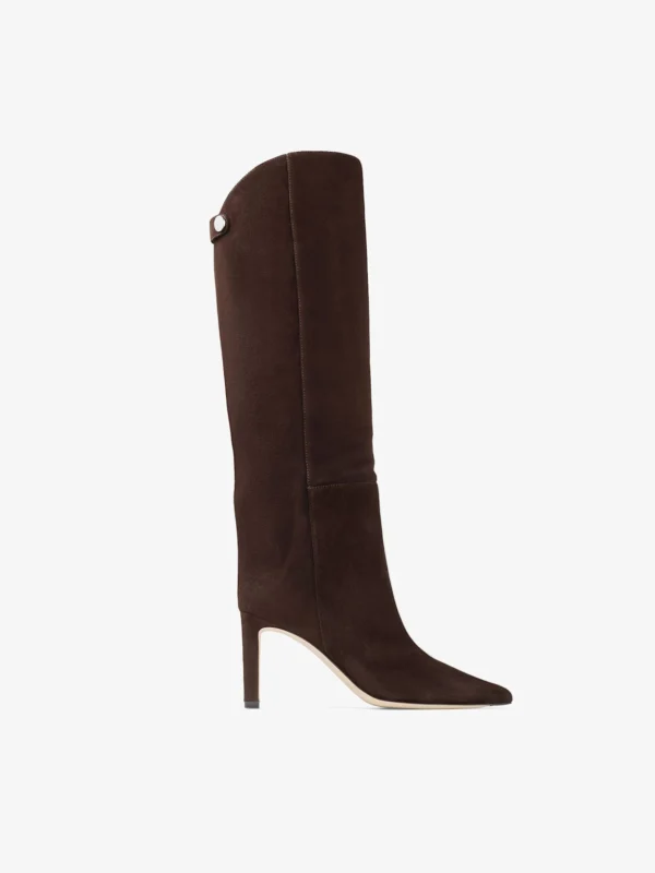 Jimmy Choo Alizze Knee Boot 85 Chocolate Suede Knee High Boots