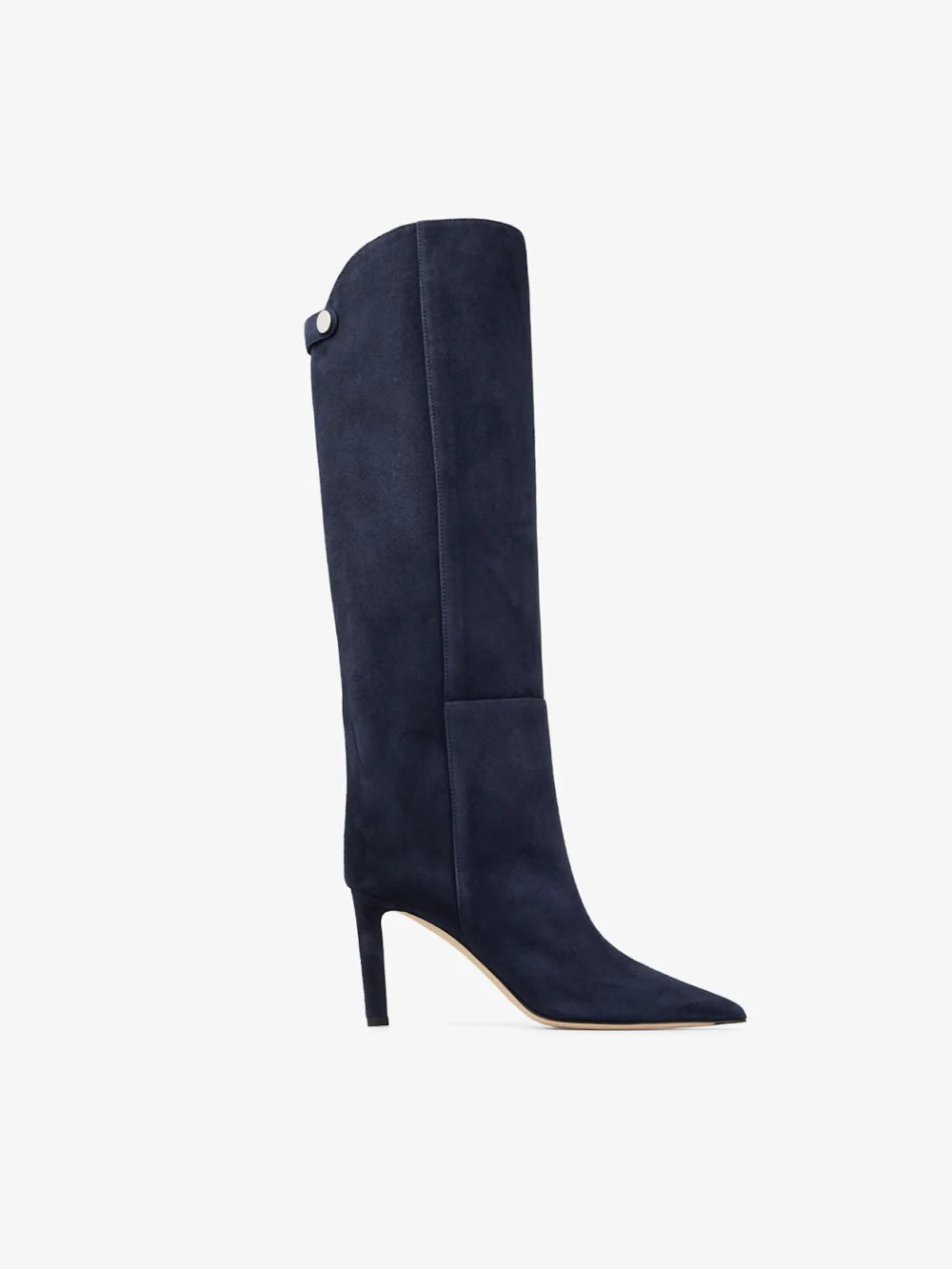 Jimmy Choo Alizze Knee Boot 85 Marine Suede Knee High Boots with Strap Detail in marine