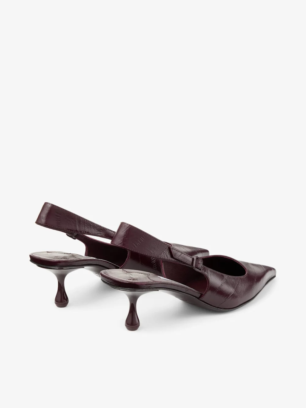 Jimmy Choo Amel 50 Deep Merlot Eel Printed Leather Slingbacks, another view