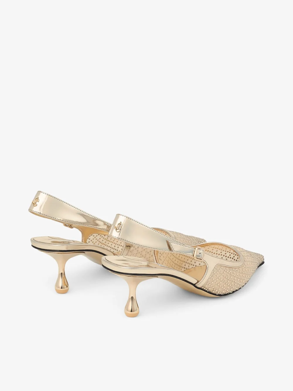Jimmy Choo Amel 50 Gold Illusion Crystal Mesh and Liquid Metal Leather Pumps, another view