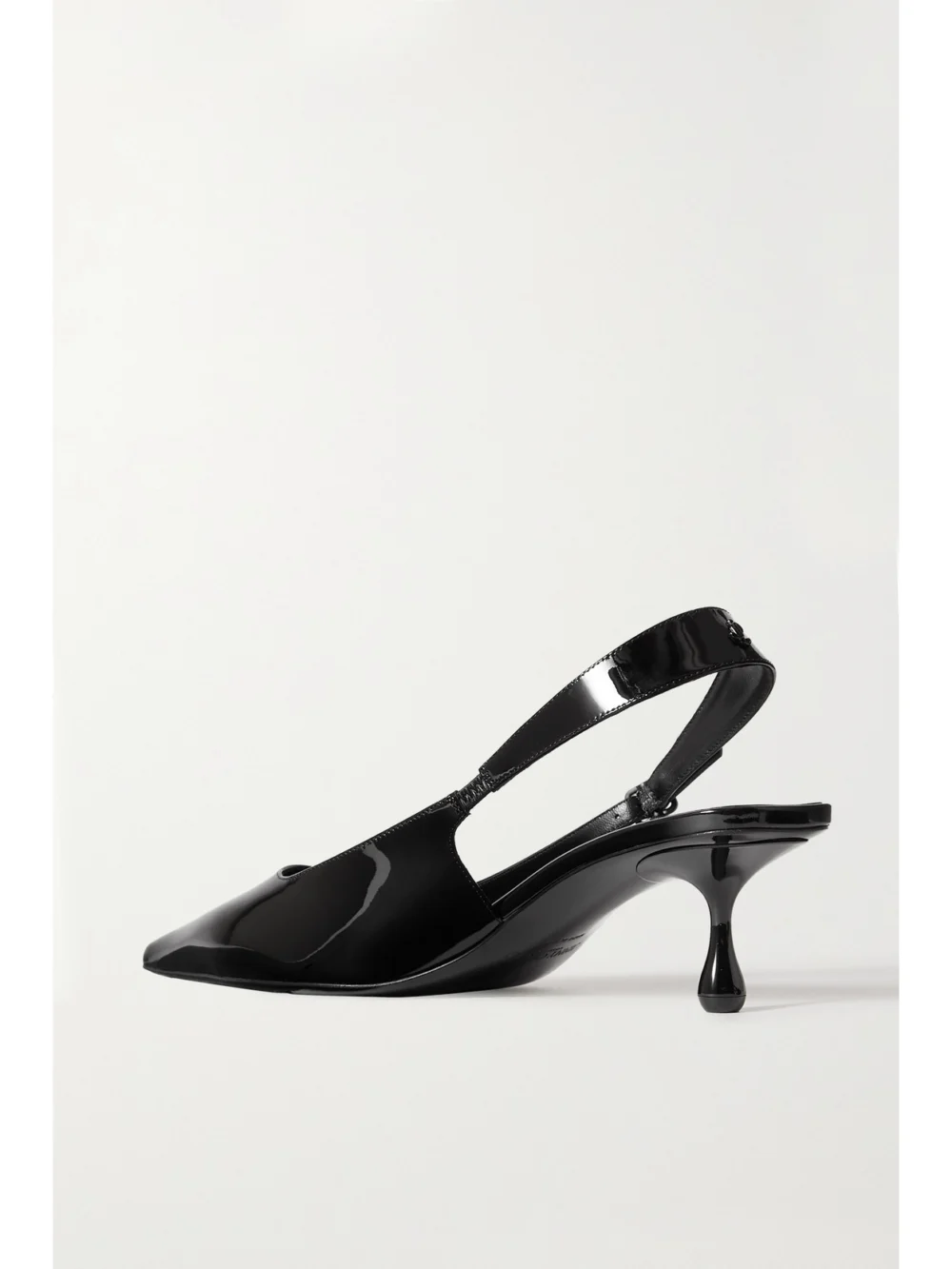 Back view of the Jimmy Choo Amel 50 Logo-embellished Patent-leather Slingback Pumps