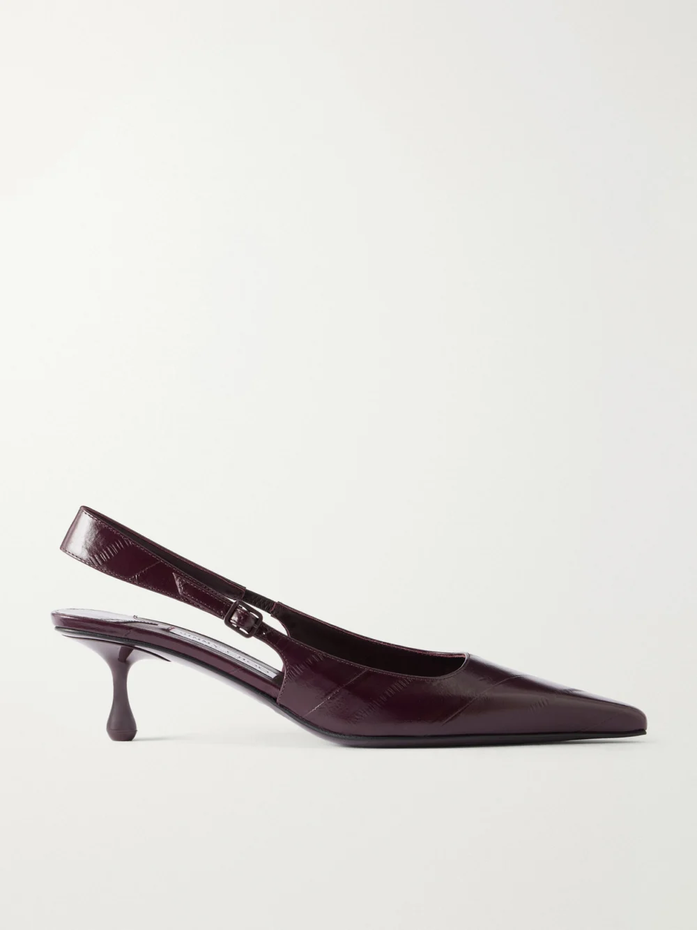 Jimmy Choo Amel 50 Logo-embellished Textured-leather Slingback Pumps in burgundy
