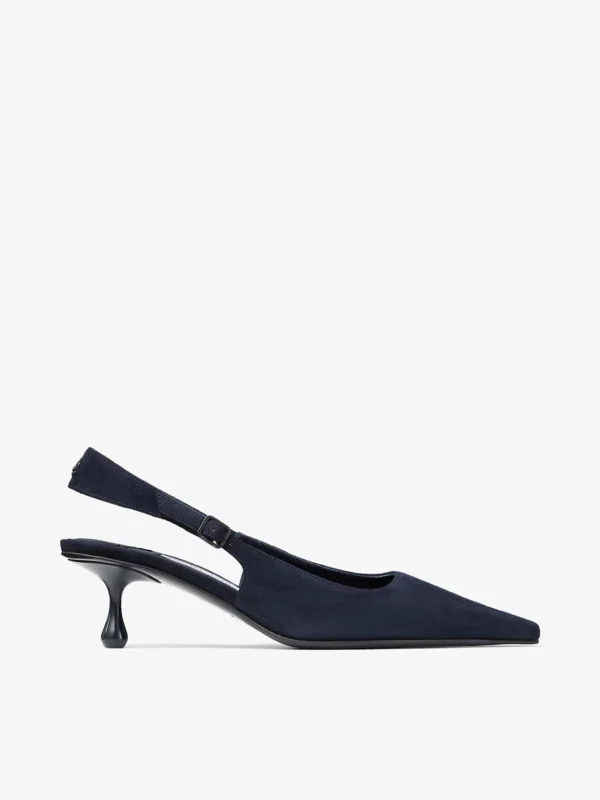 Jimmy Choo Amel 50 Marine Suede Slingbacks