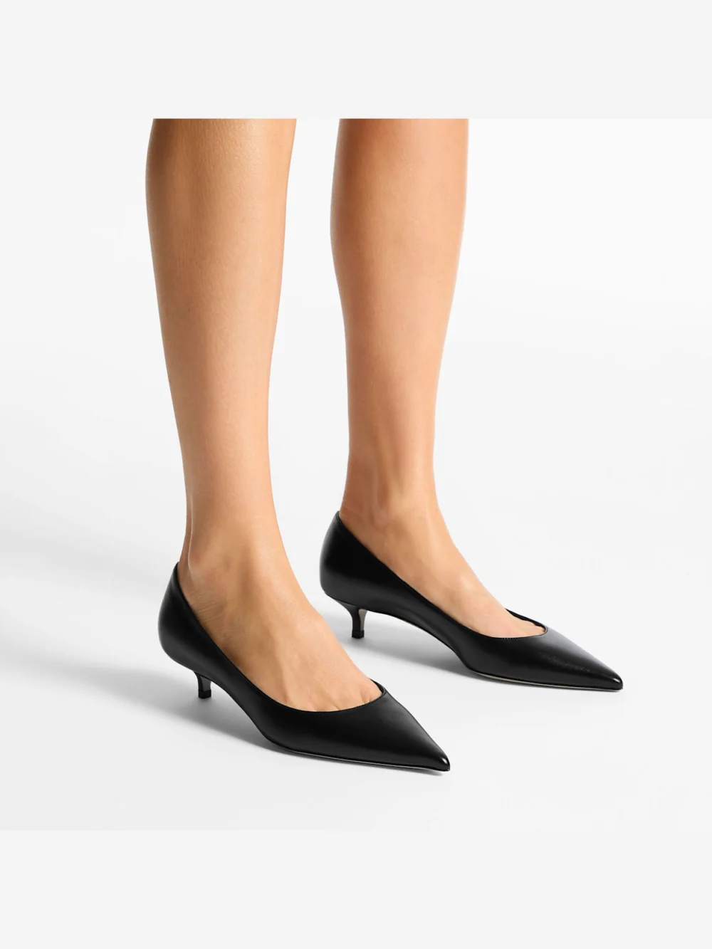 Side view of the Jimmy Choo Amelia 35 Black Calf Leather Pumps