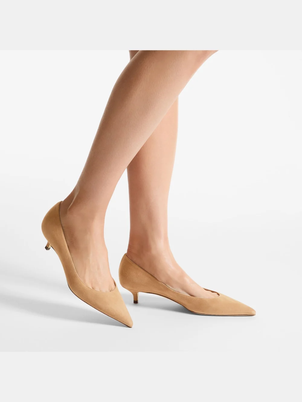 Side view of the Jimmy Choo Amelia 35 Toffee Suede Pumps