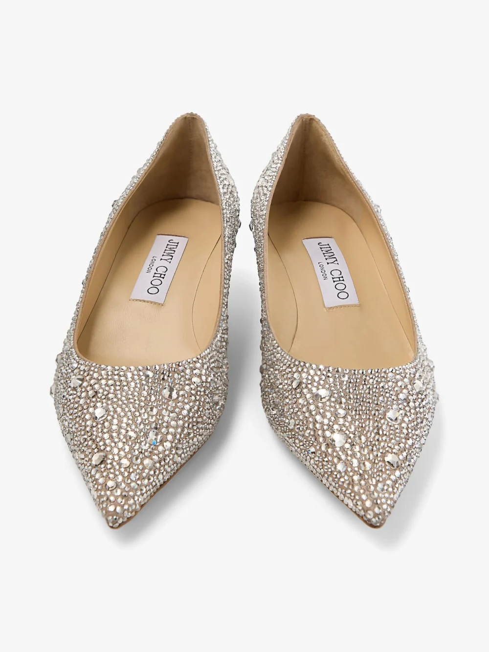 Jimmy Choo Amelia Light Soft Gold Shimmer Suede Pumps with Crystal Hotfix, another view