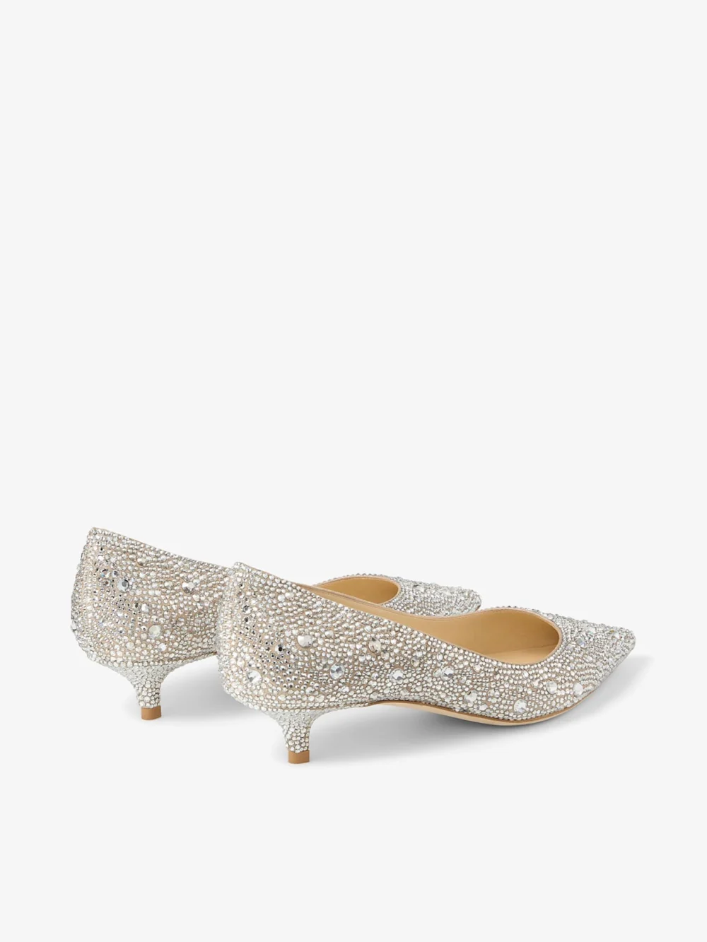 Jimmy Choo Amelia Light Soft Gold Shimmer Suede Pumps with Crystal Hotfix, another view