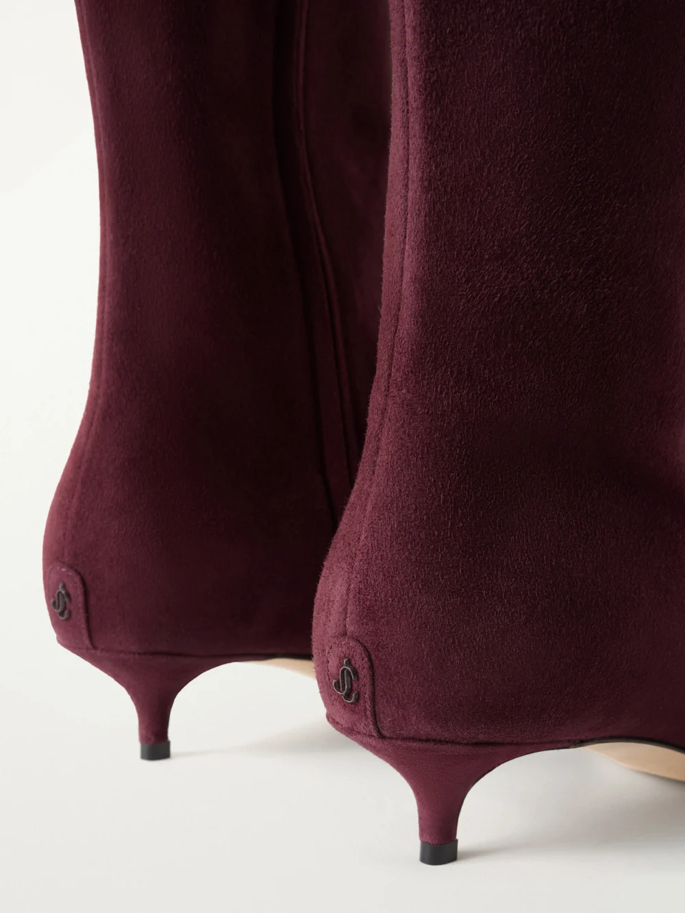 Close-up detail of the Jimmy Choo Amis 35 Suede Knee Boots