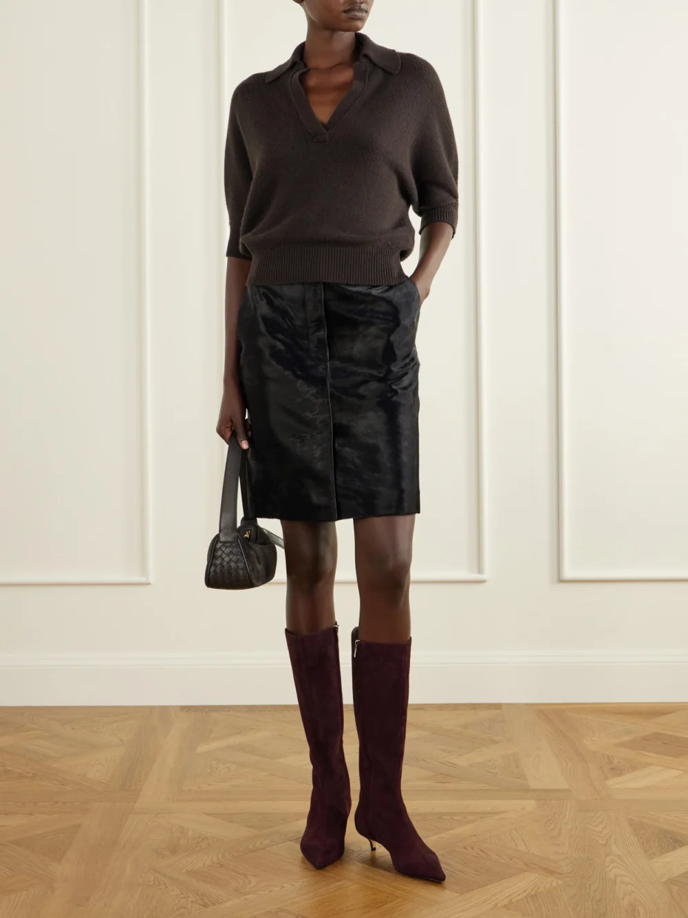 Jimmy Choo Amis 35 Suede Knee Boots, styled view