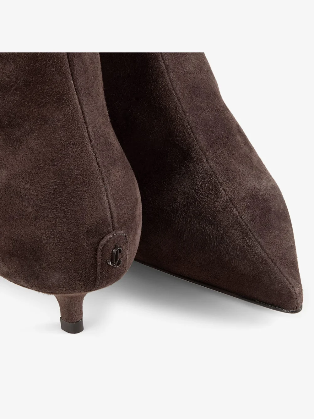 Back view of the Jimmy Choo Amis Knee Boot 35 Chocolate Suede Knee High Boots