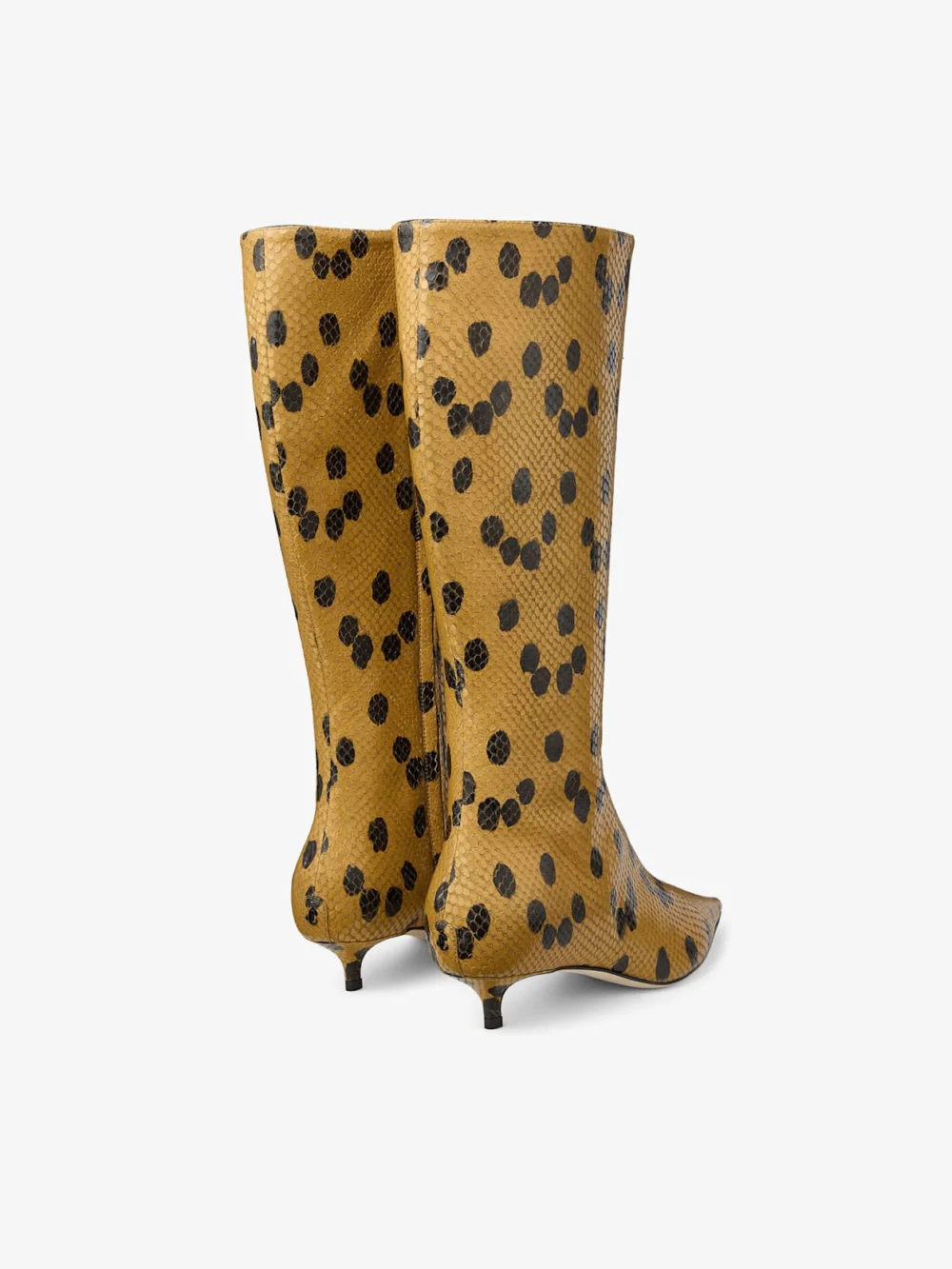 Jimmy Choo Amis Knee Boot 35 Cigar and Black Spotty Elaphe Printed Leather Knee High Boots, another view