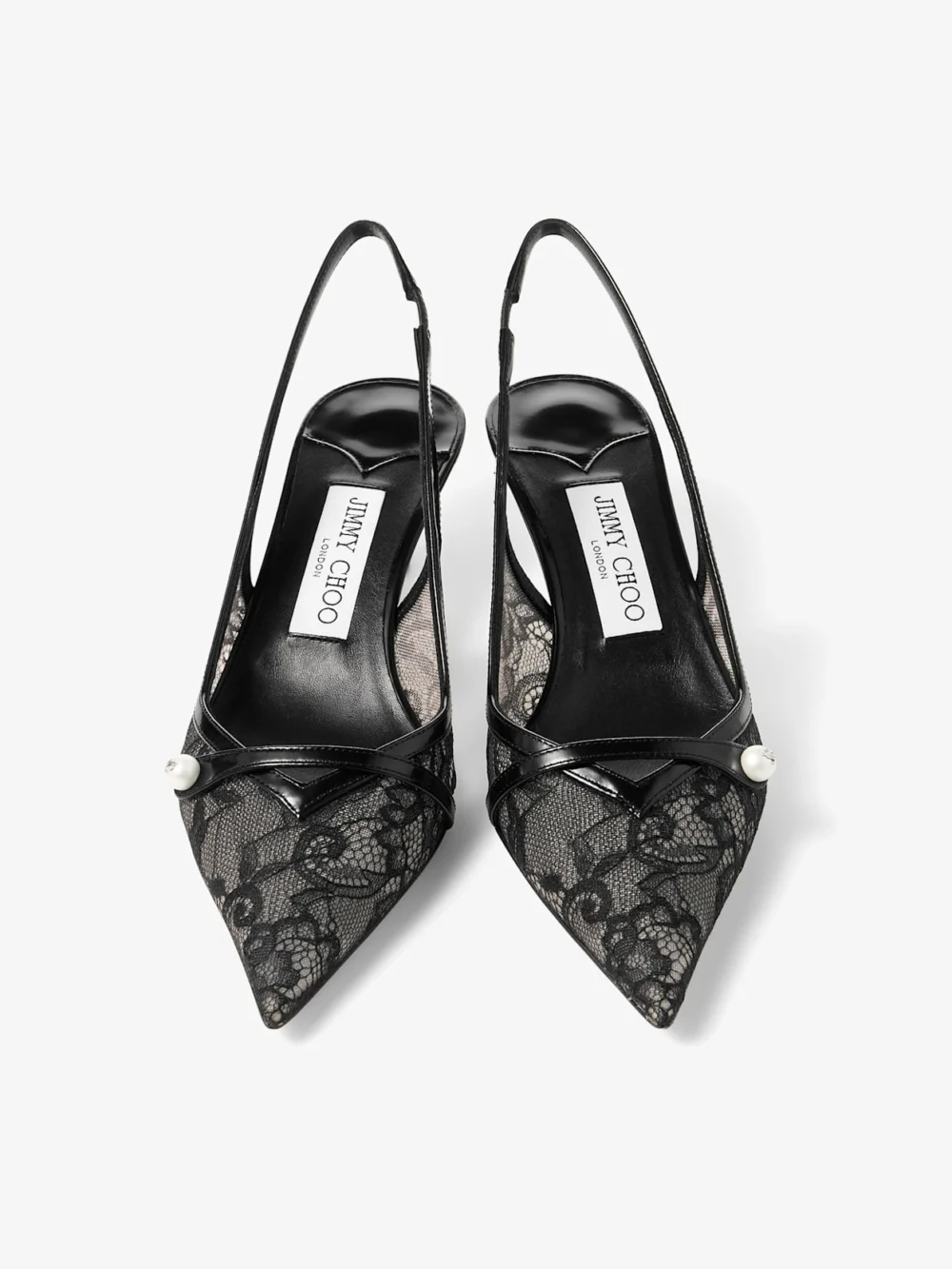 Jimmy Choo Amita 45 Black Jimmy Choo Lace and Spazzolato Pumps, another view
