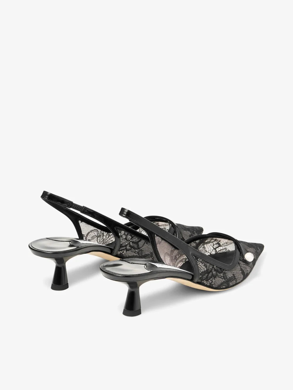Jimmy Choo Amita 45 Black Jimmy Choo Lace and Spazzolato Pumps, another view