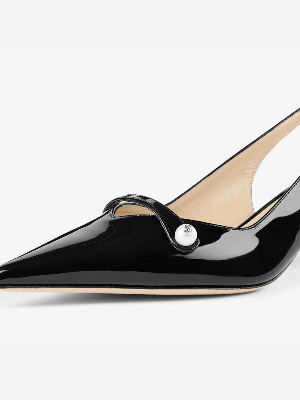 Back view of the Jimmy Choo Amita 45 Black Patent Leather Slingbacks