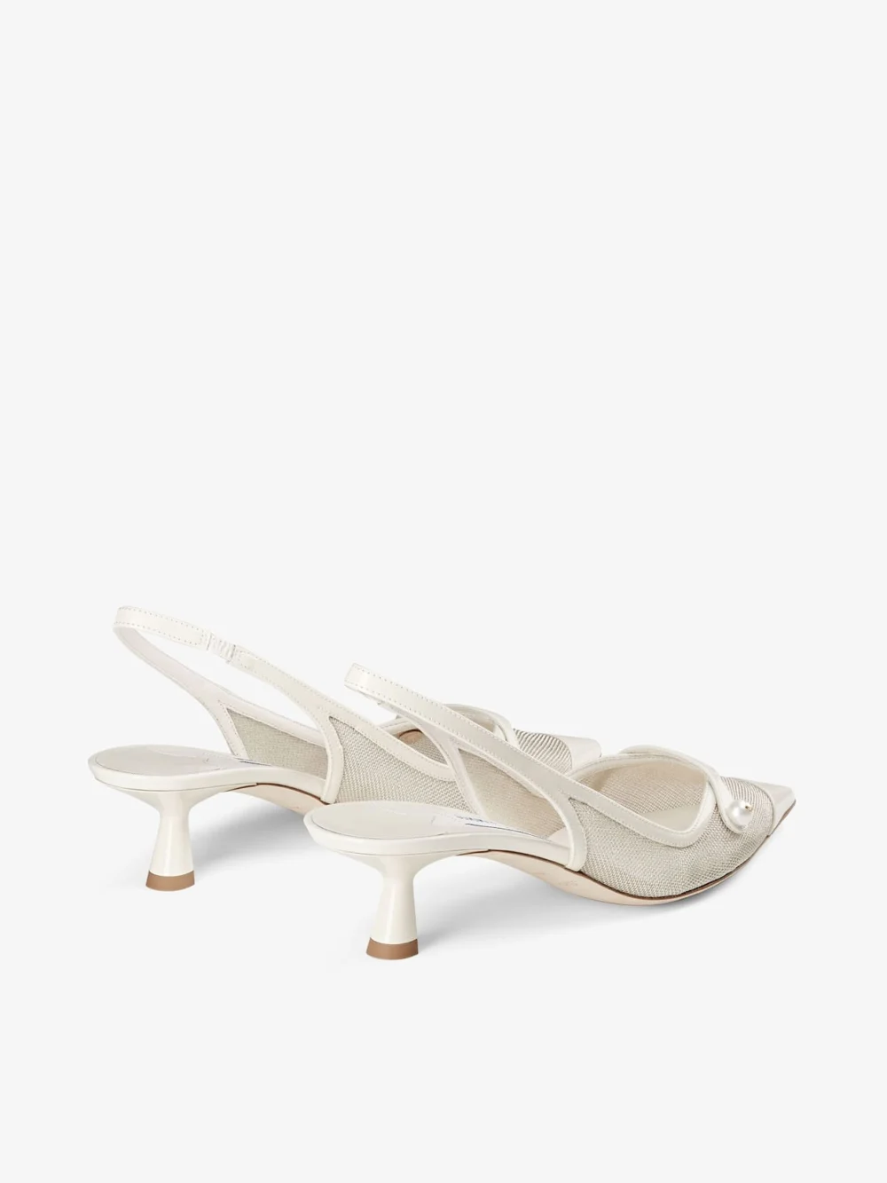 Jimmy Choo Amita 45 Latte and Champagne Patent and Metallic Mesh Sling Back Pumps, another view