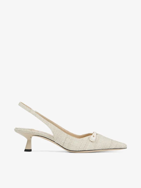 Jimmy Choo Amita 45 Natural Fine Raffia Slingbacks