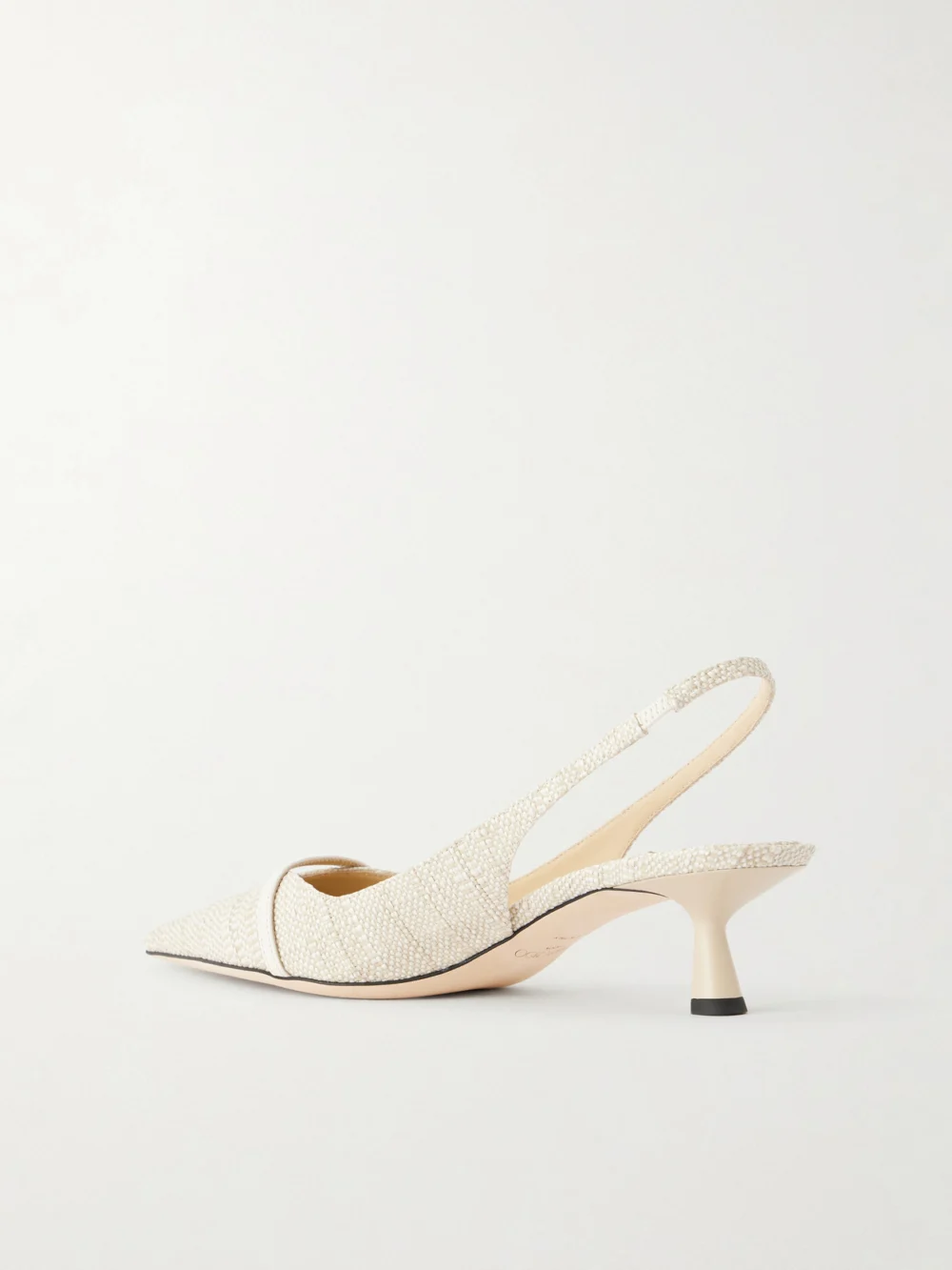 Back view of the Jimmy Choo Amita 45 Pearl-embellished Slingback Pumps