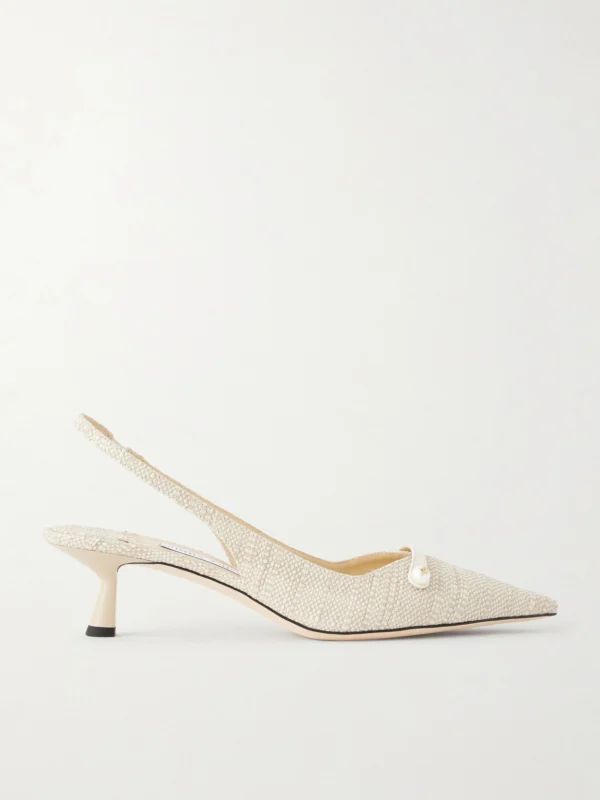 Jimmy Choo Amita 45 Pearl-embellished Slingback Pumps