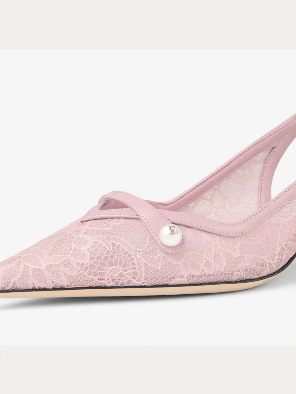 Back view of the Jimmy Choo Amita 45 Rose Jimmy Choo Lace and Spazzolato Slingbacks