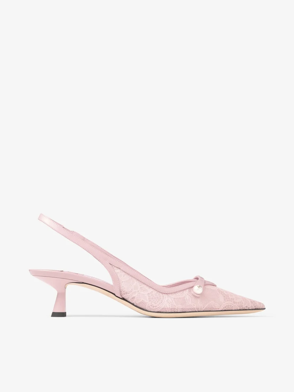 Jimmy Choo Amita 45 Rose Jimmy Choo Lace and Spazzolato Slingbacks in rose