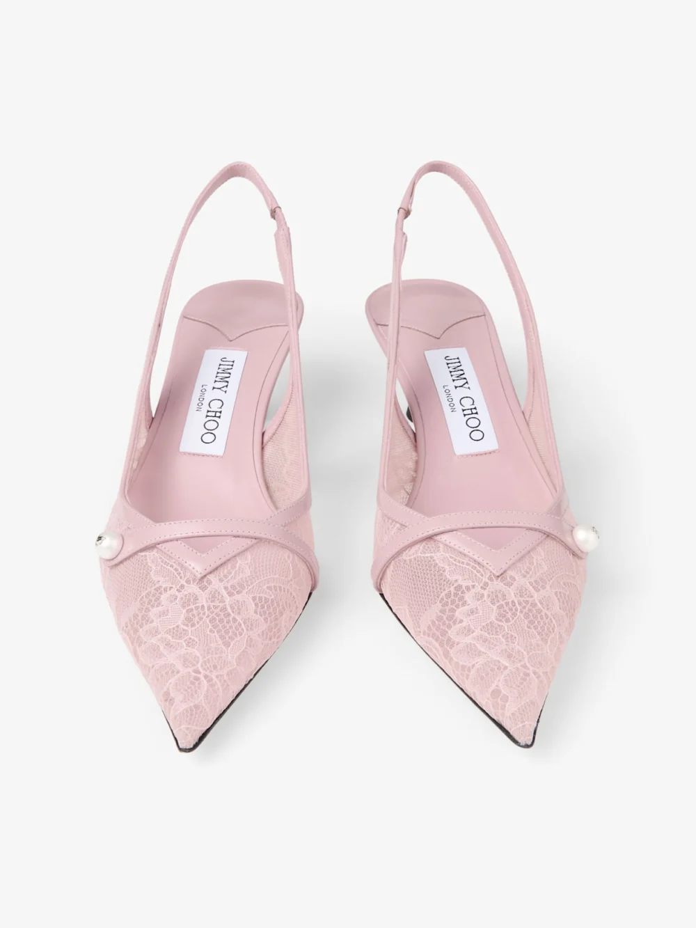 Jimmy Choo Amita 45 Rose Jimmy Choo Lace and Spazzolato Slingbacks, another view
