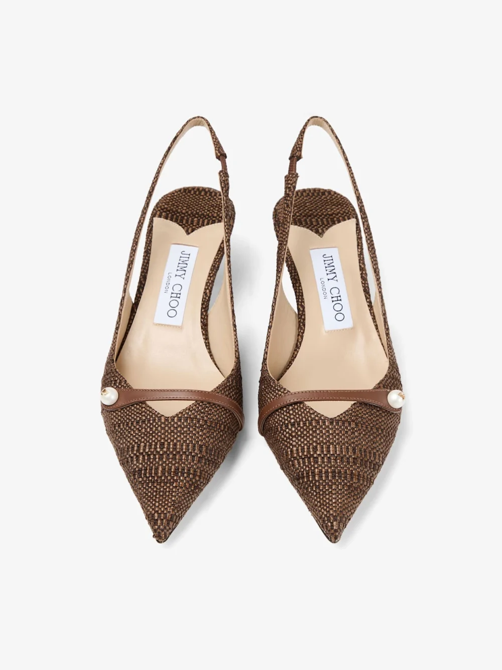 Jimmy Choo Amita 45 Tan Fine Raffia Slingbacks, another view