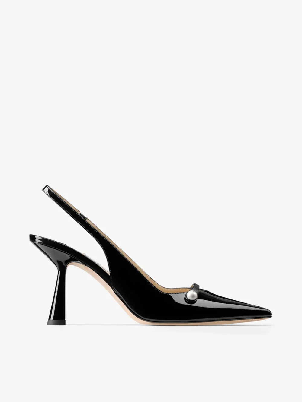 Jimmy Choo Amita 85 Black Patent Nappa Leather Slingbacks in black